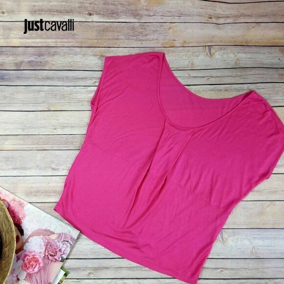 New Just Cavalli Women Tank Top Pink Tees Relaxed Fit T-Shirt US XS, S - Picture 3 of 7